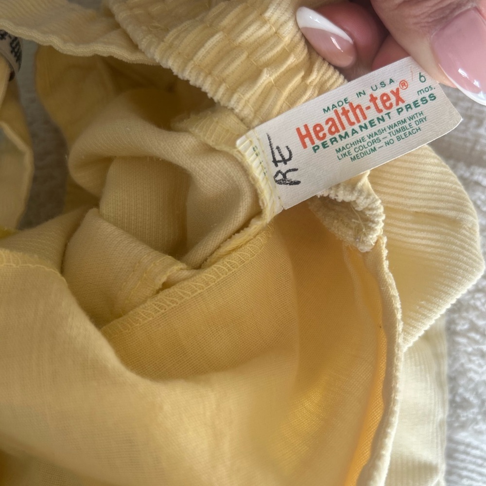 Vintage Health-Tex Baby Bunny Corduroy Overalls Yellow 6M Easter Spring - Picture 7 of 8